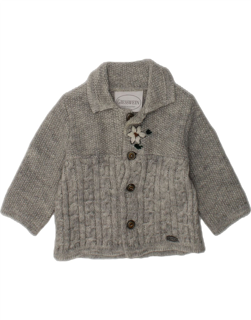 GIESSWEIN Baby Girls Cardigan Sweater 3-6 Months Grey Wool | Vintage Giesswein | Thrift | Second-Hand Giesswein | Used Clothing | Messina Hembry 