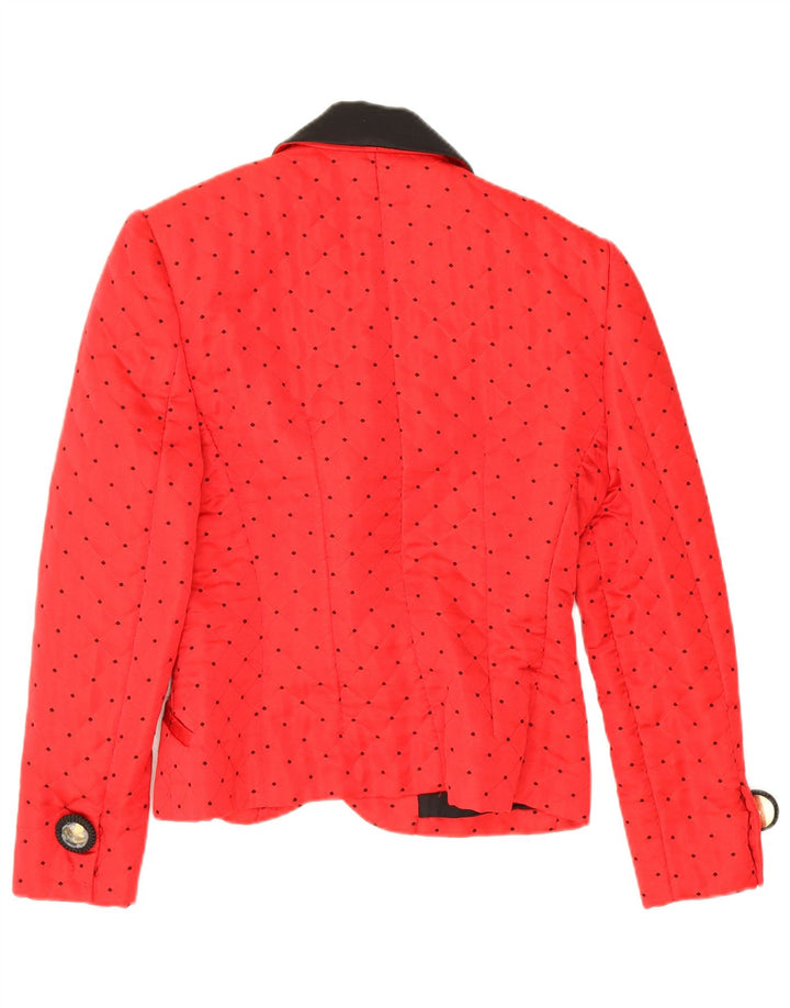 Roccobarocco Womens 2 Button Blazer Jacket IT 44 Medium Red Spotted Acrylic