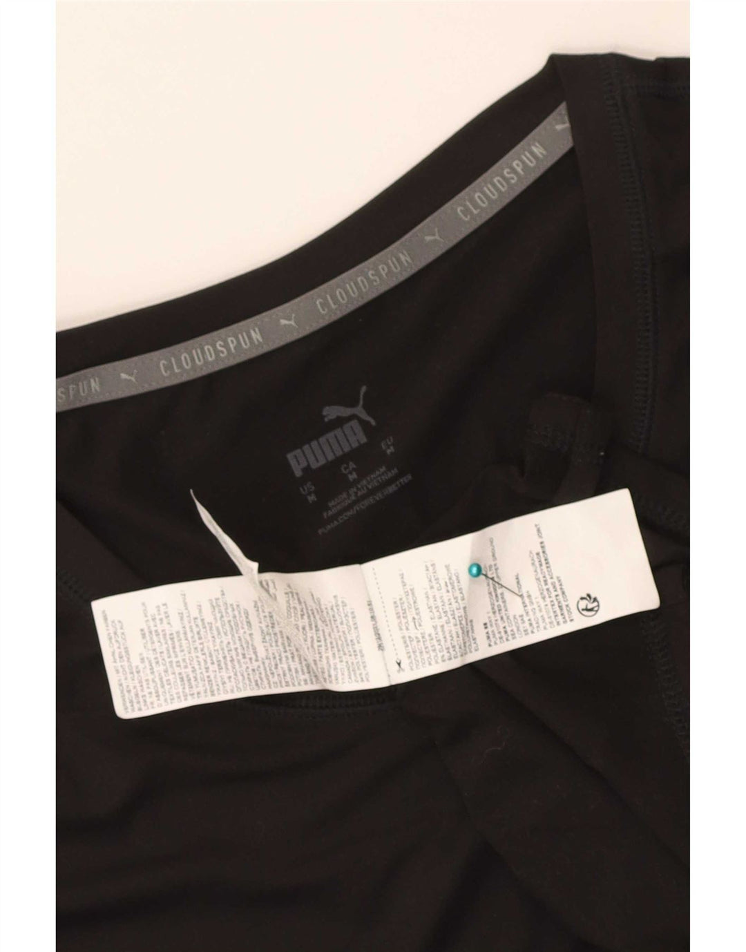 Puma Womens Cloudspun T-Shirt Top UK 12 Medium Black Polyester