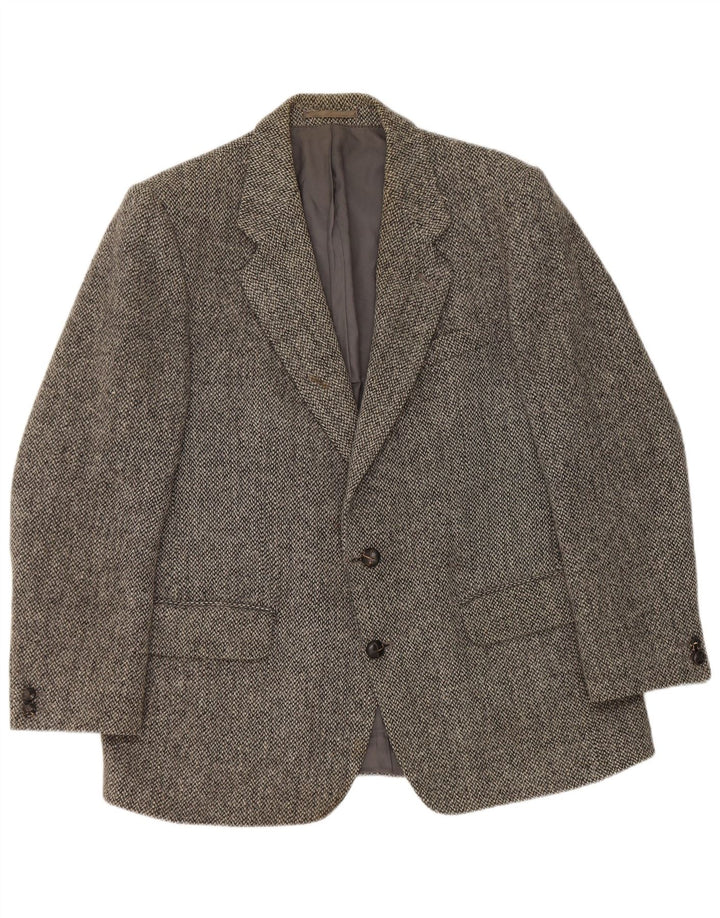 Centaur Mens Harris Tweed Blazer Jacket UK 38 Medium Grey Herringbone