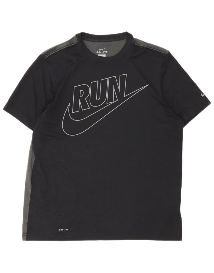 Nike Mens Dri Fit Graphic T-Shirt Top Large Black Colourblock Polyester