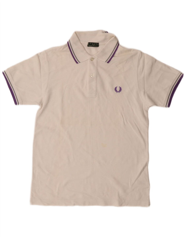 Fred Perry Boys Polo Shirt 13-14 Years Off White Cotton