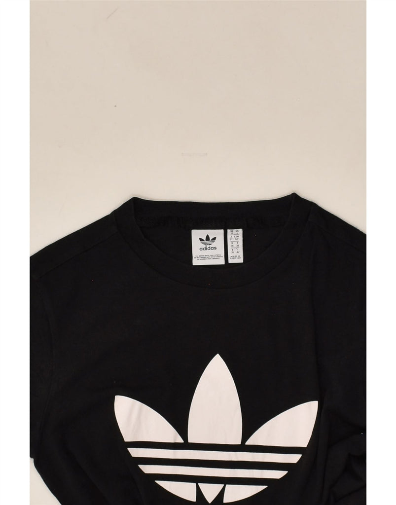 ADIDAS Womens Graphic T-Shirt Top UK 10 Small Black Cotton | Vintage Adidas | Thrift | Second-Hand Adidas | Used Clothing | Messina Hembry 