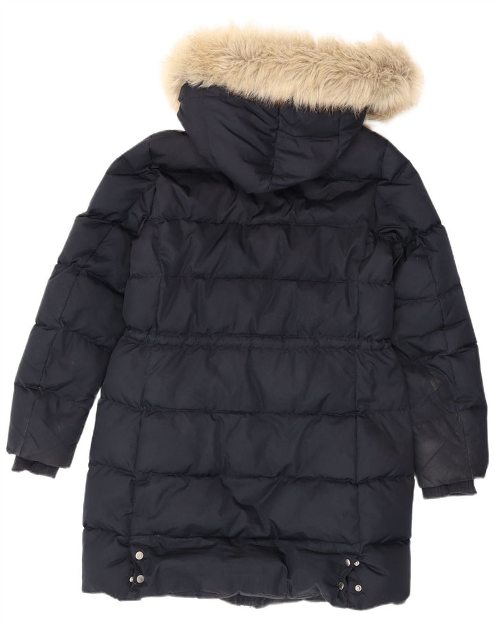 Tommy Hilfiger Womens Hooded Padded Coat UK 14 Medium Navy Blue Polyester
