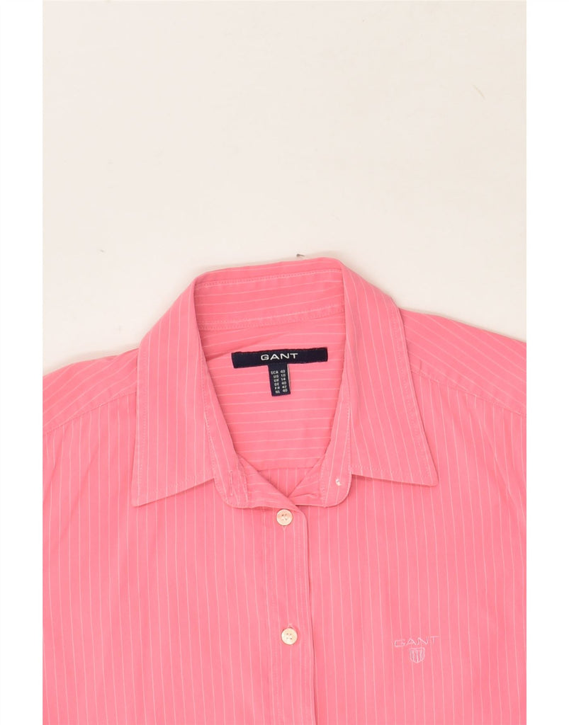 GANT Womens Short Sleeve Shirt UK 14 Medium  Pink Striped Cotton | Vintage Gant | Thrift | Second-Hand Gant | Used Clothing | Messina Hembry 