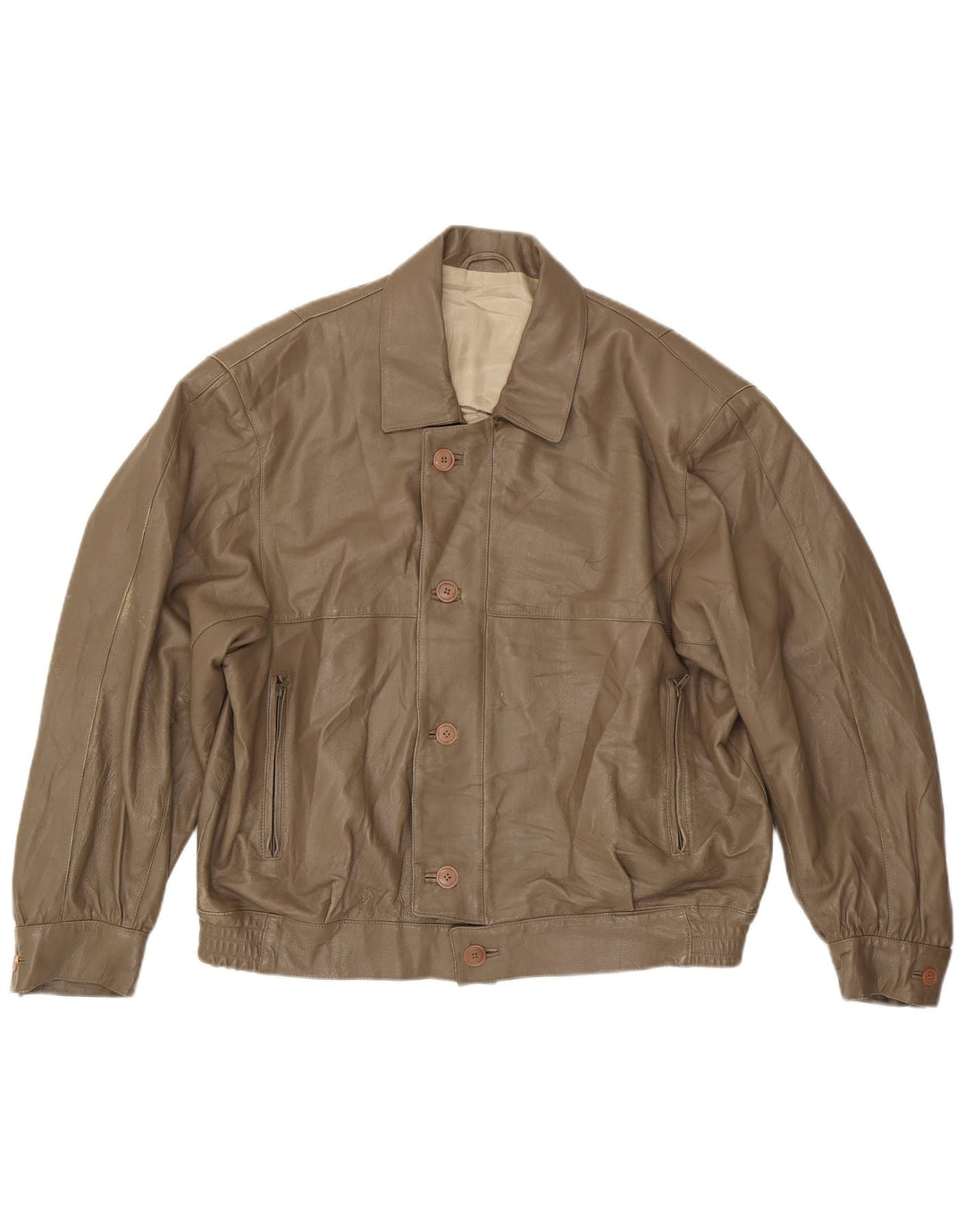 Anfor Mens Leather Jacket IT 58 2XL Brown