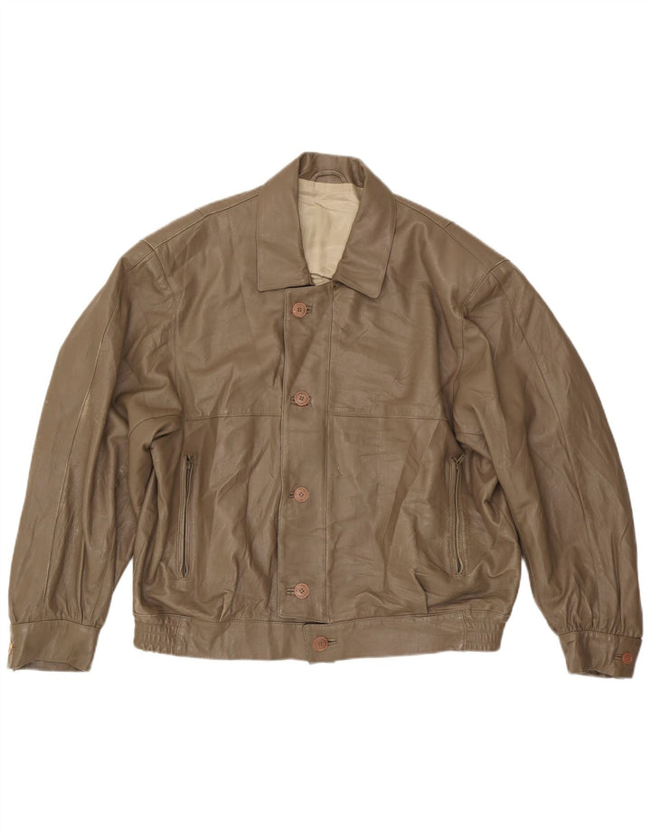 Anfor Mens Leather Jacket IT 58 2XL Brown