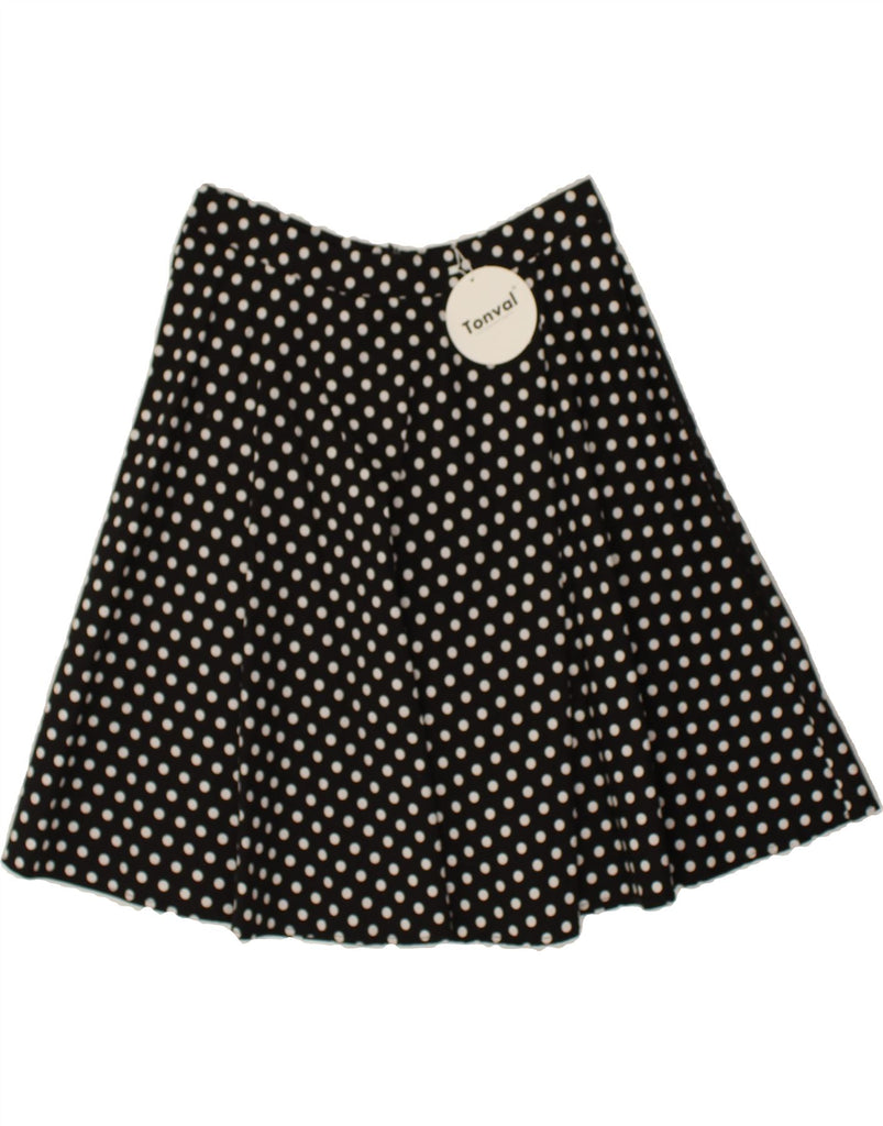 VINTAGE Womens High Waist Flared Skirt UK 22 3XL W36  Black Polka Dot | Vintage Vintage | Thrift | Second-Hand Vintage | Used Clothing | Messina Hembry 