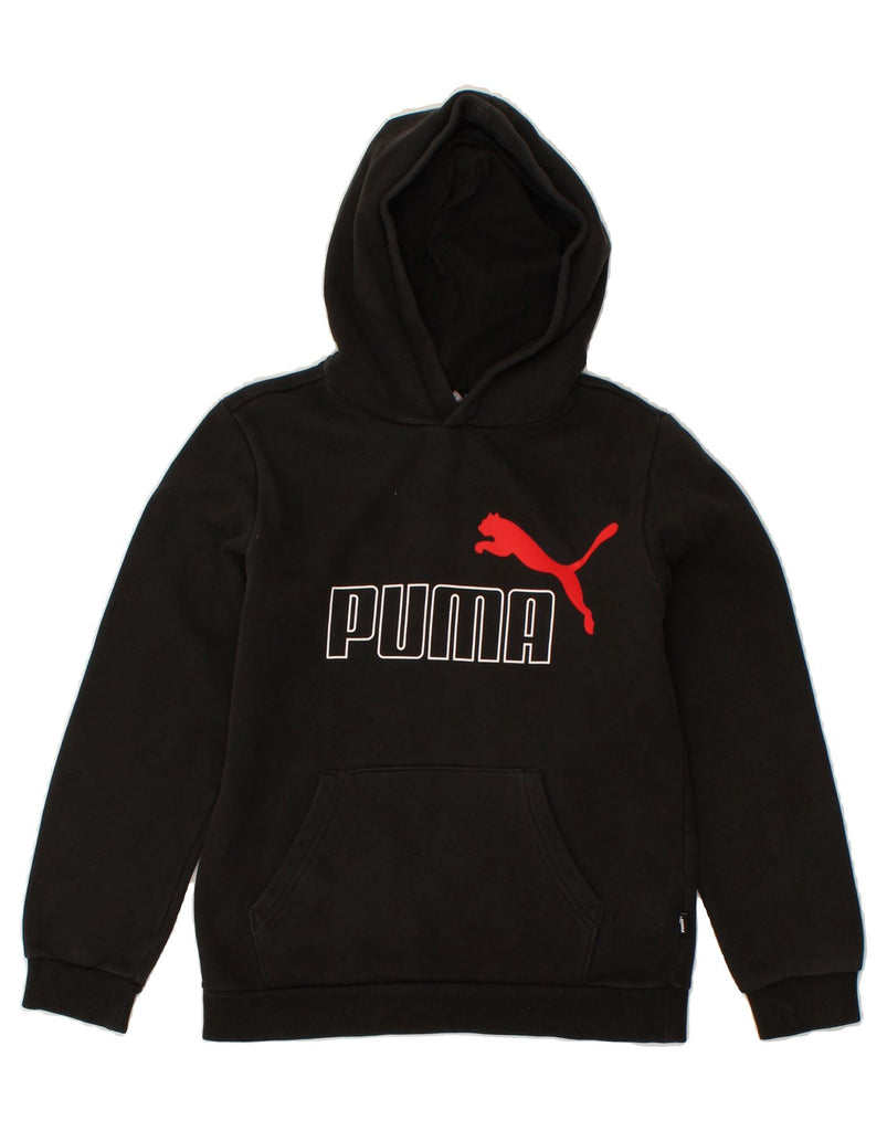 PUMA Boys Graphic Hoodie Jumper 11-12 Years Black Cotton | Vintage Puma | Thrift | Second-Hand Puma | Used Clothing | Messina Hembry 