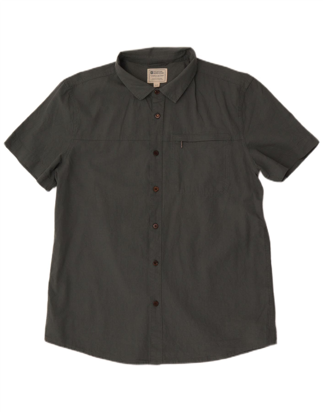 Mountain Warehouse Mens Short Sleeve Shirt Large Grey Cotton