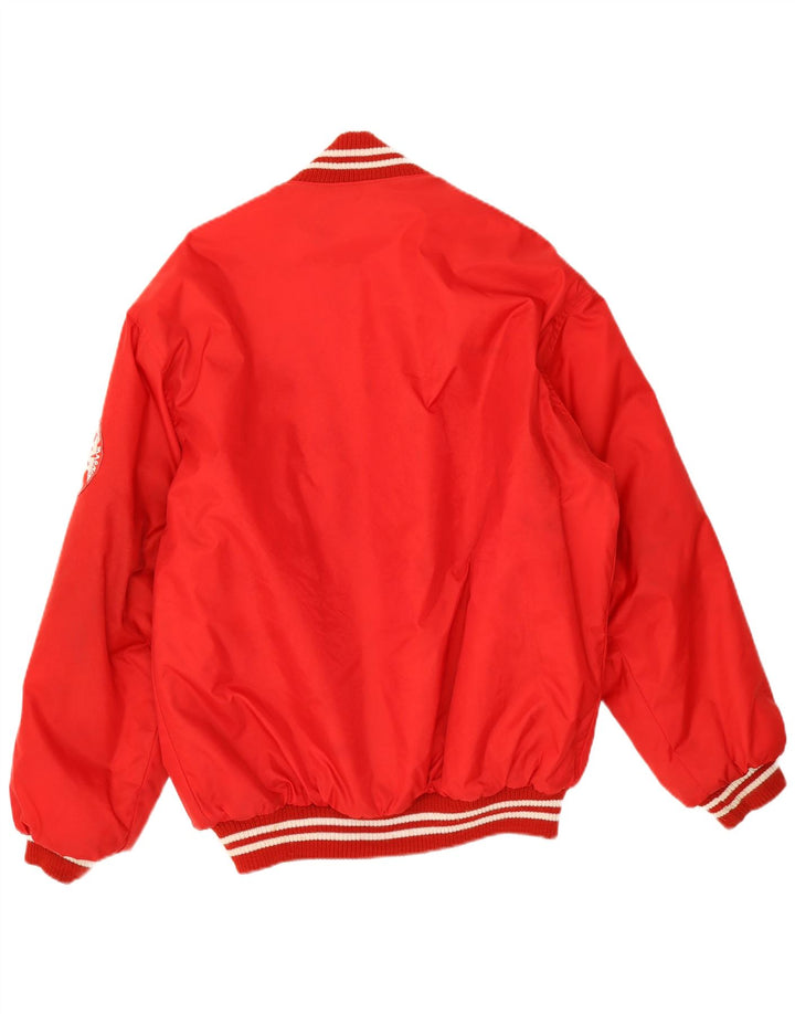 Vintage Mens Graphic Varsity Jacket UK 38 Medium Red Polyamide