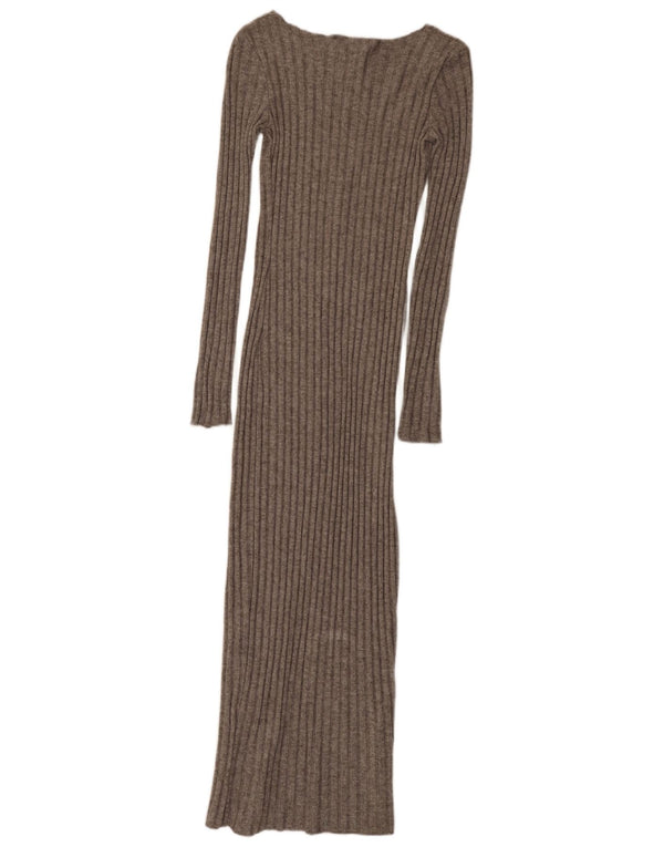 Zara Womens Long Sleeve Maxi Jumper Dress UK 8 Small Grey Viscose