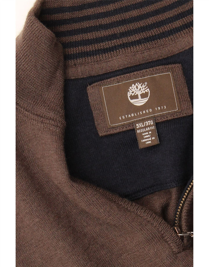 Timberland Mens Regular Fit Zip Neck Jumper Sweater 3XL Brown