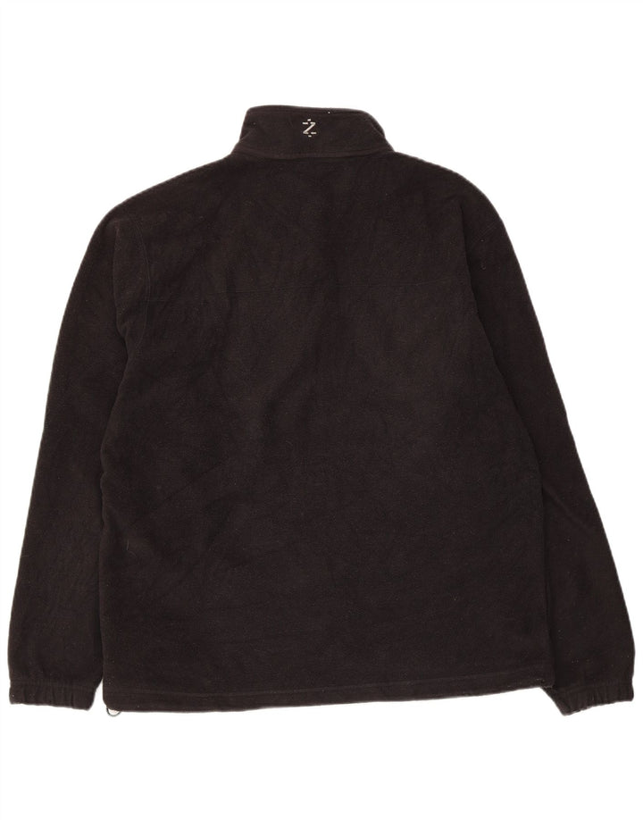 Izod Mens Graphic Zip Neck Fleece Jumper Medium Black Polyester