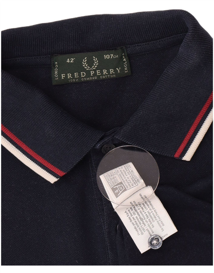 Fred Perry Mens Polo Shirt Medium Navy Blue Cotton