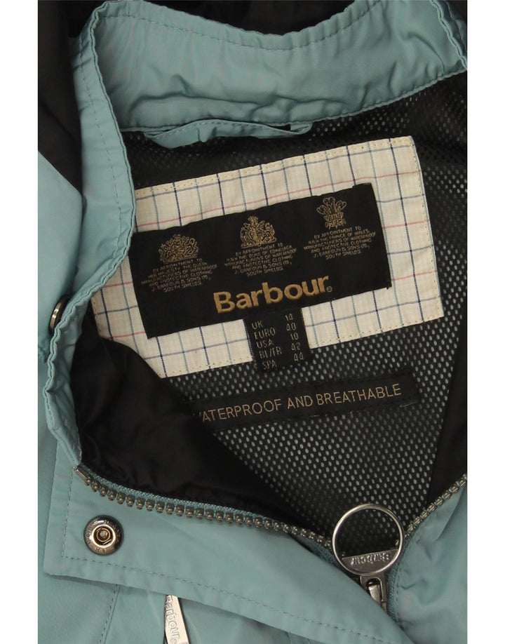 Barbour Womens Hooded Rain Jacket UK 14 Large Blue