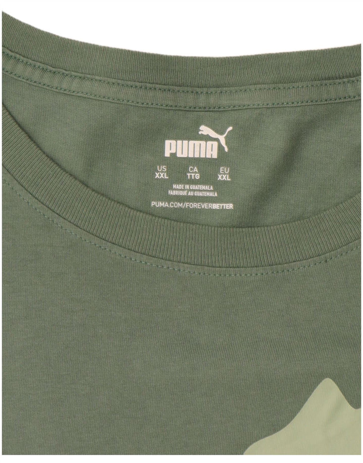 PUMA Mens Graphic T-Shirt Top 2XL Green Cotton
