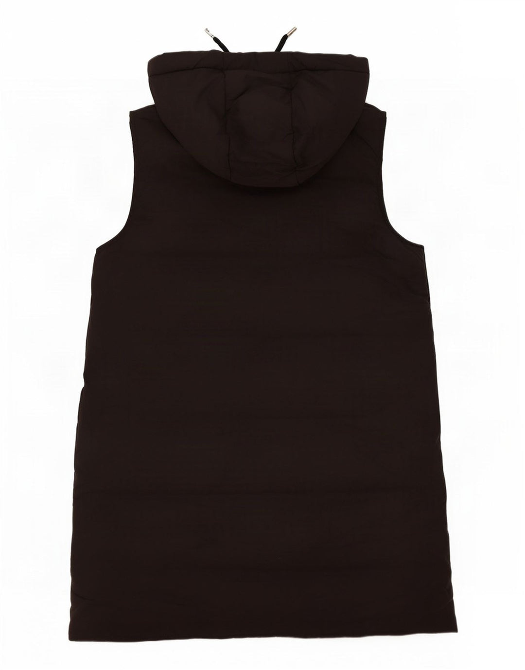 Zara Womens Longline Hooded Padded Gilet UK 14 Medium Black Polyester