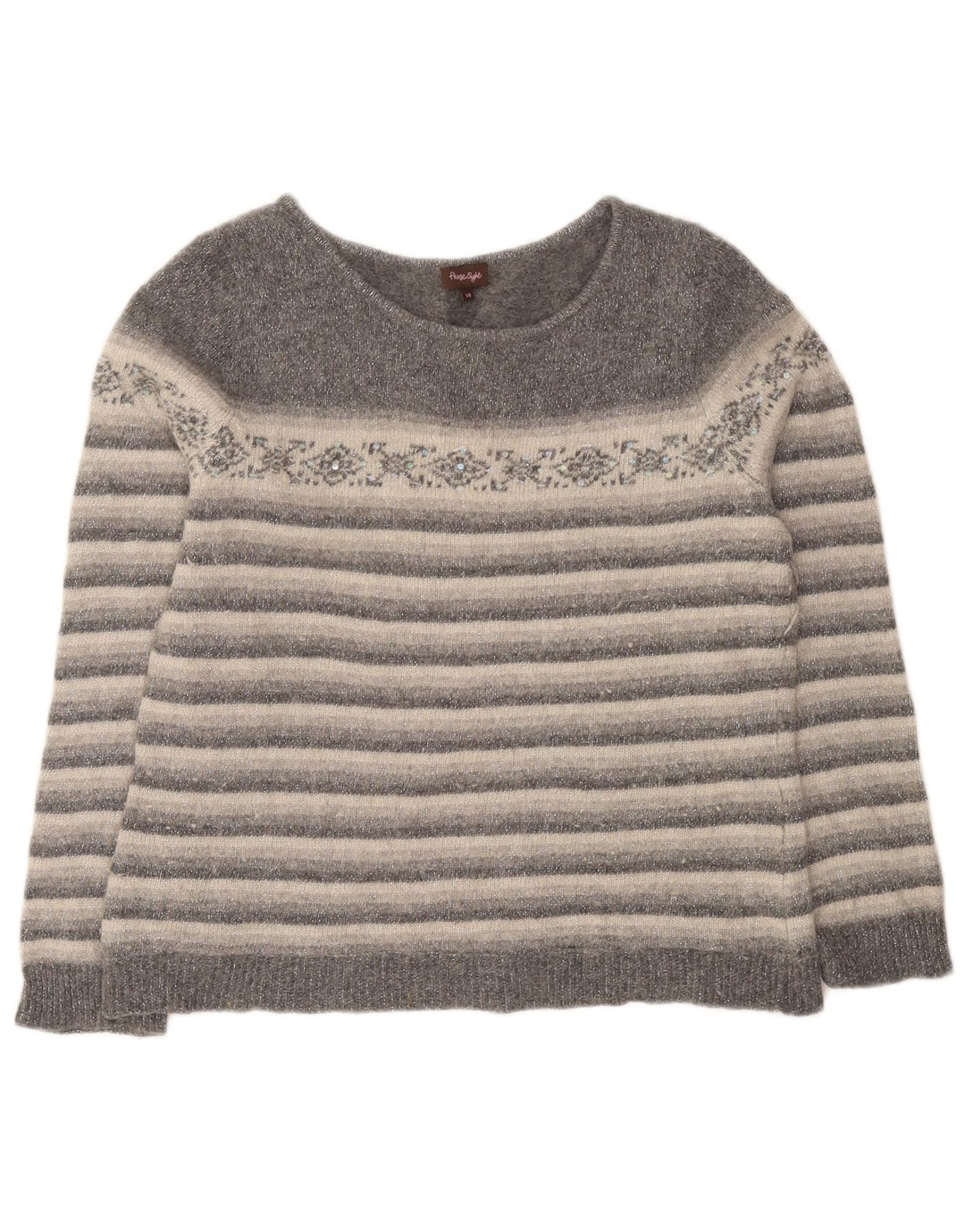 Phase Eight Womens Boat Neck Jumper Sweater UK 14 Large Grey Striped