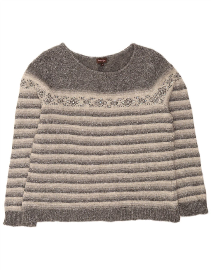 Phase Eight Womens Boat Neck Jumper Sweater UK 14 Large Grey Striped
