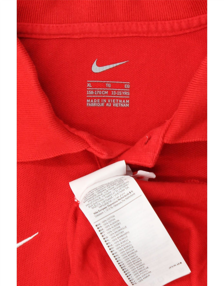 NIKE Boys Polo Shirt 13-14 Years XL Red Cotton