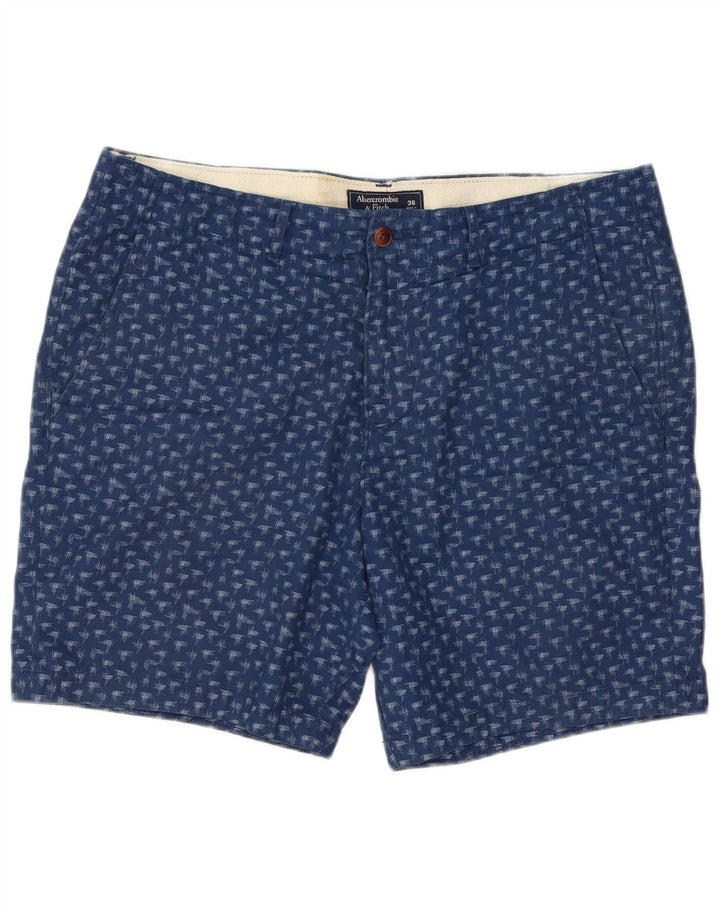 Abercrombie & Fitch Mens Abstract Pattern Chino Shorts W36 Large Navy Blue