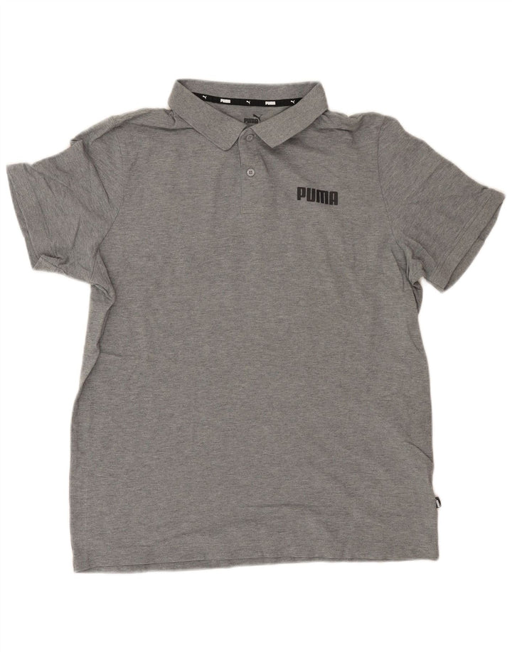 PUMA Mens Polo Shirt Large Grey Cotton