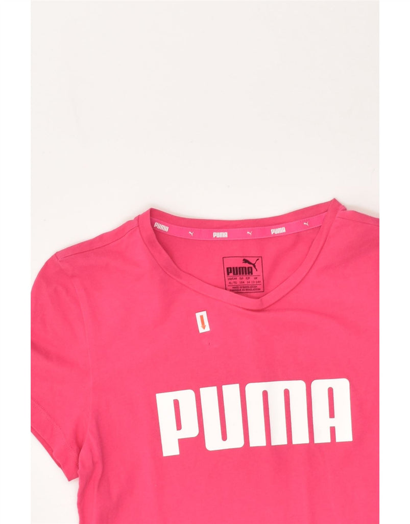 PUMA Girls Graphic T-Shirt Top 13-14 Years Pink Cotton | Vintage Puma | Thrift | Second-Hand Puma | Used Clothing | Messina Hembry 