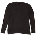 Massimo Dutti Womens V-Neck Jumper Sweater UK 14 Large Black Wool