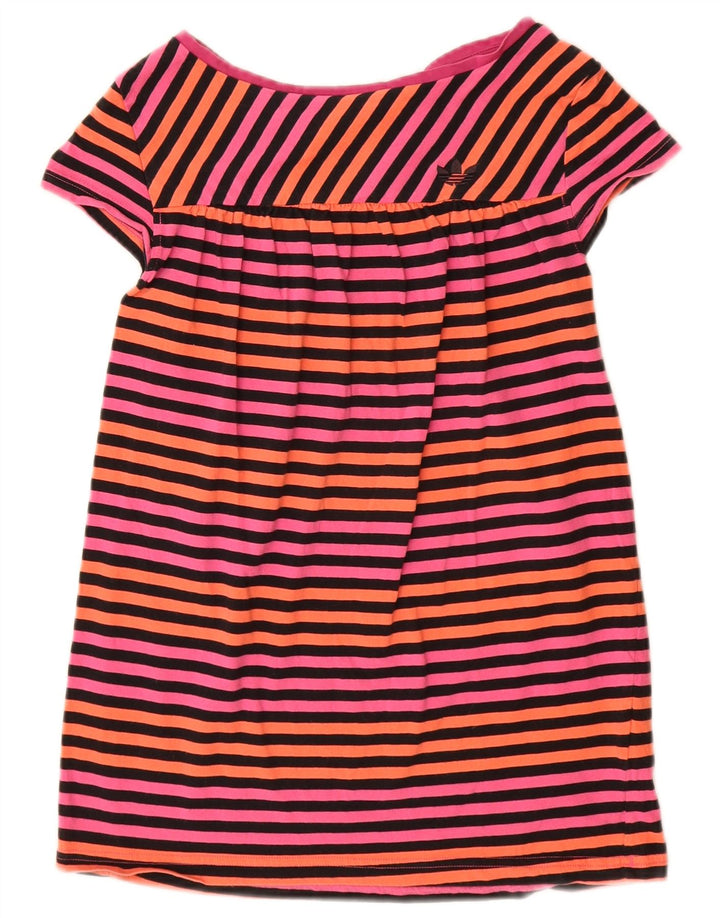 Adidas Womens Blouse Top IT 44 Medium Pink Striped Cotton