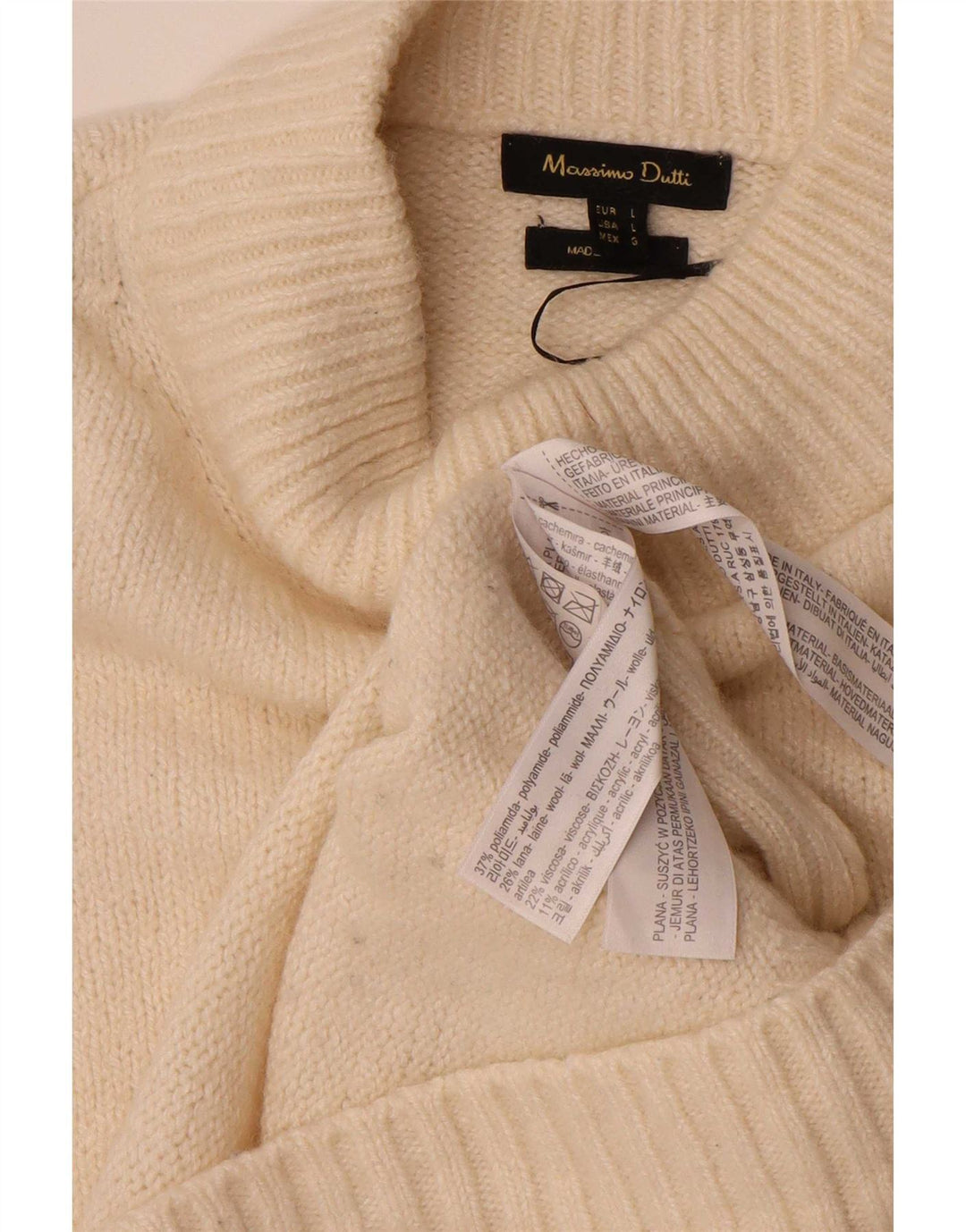 Massimo Dutti Womens Turtle Neck Jumper Sweater UK 16 Large Off White