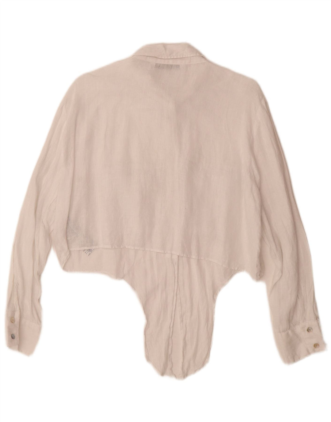 Zara Womens Crop Front Tie Shirt UK 18 XL White Linen
