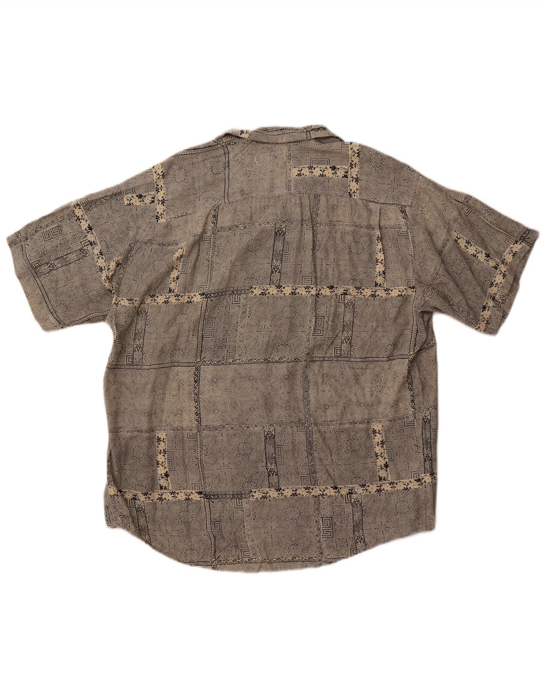 Vintage Mens Short Sleeve Shirt Large Grey Paisley