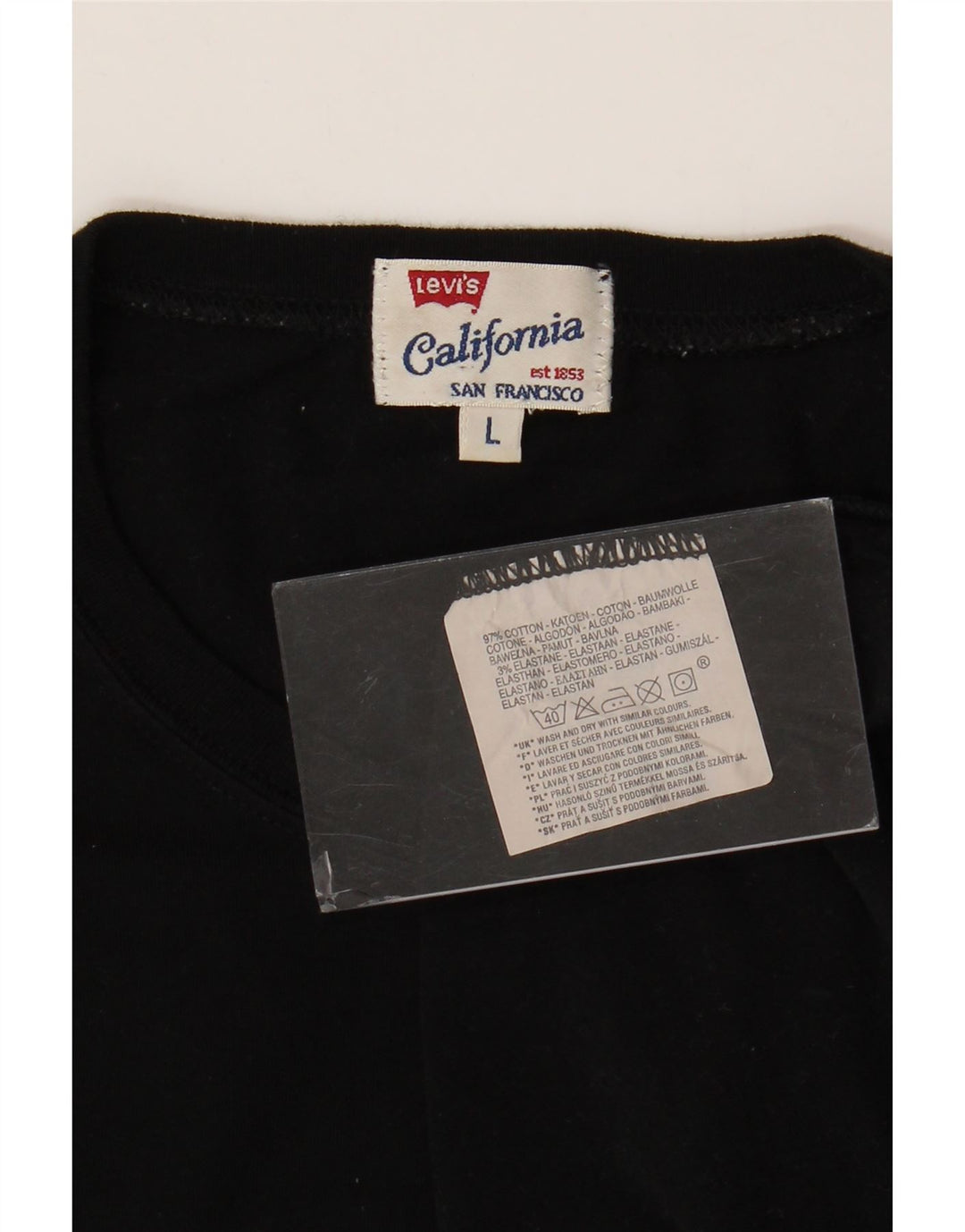 LEVI'S Mens Top Long Sleeve Large Black Cotton