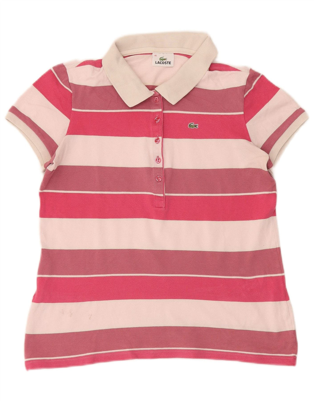 Lacoste Womens Polo Shirt Size 46 XL Multicoloured Striped Cotton