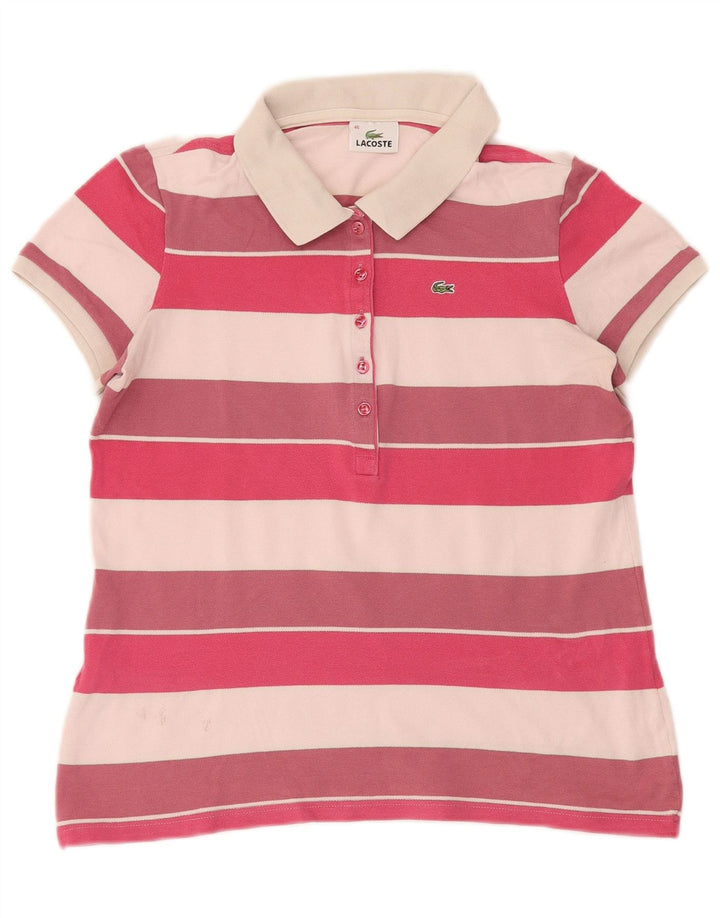 Lacoste Womens Polo Shirt Size 46 XL Multicoloured Striped Cotton