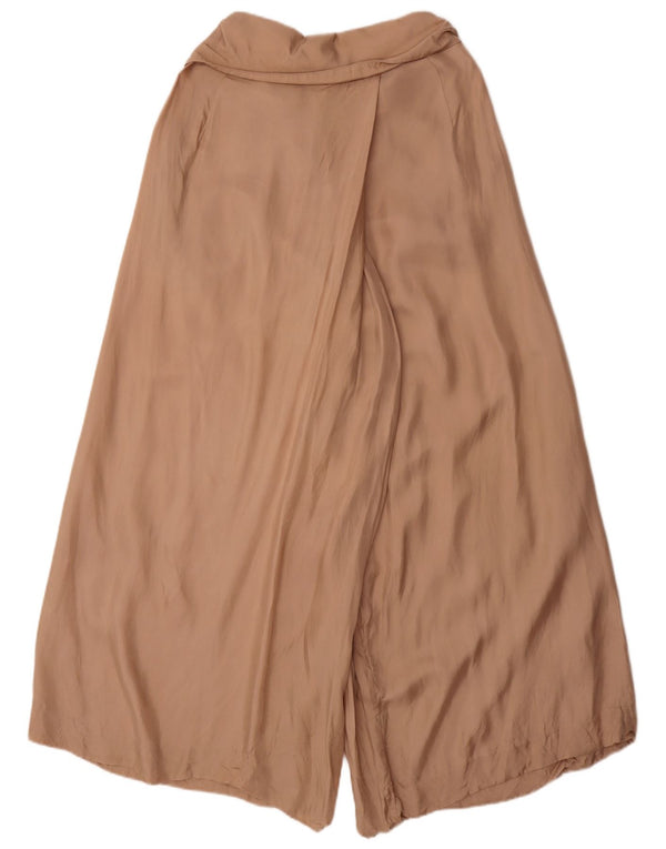 Reiss Womens Wide Leg Casual Trousers UK 6 XS W28 L30 Brown Cupro