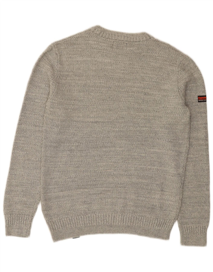 Superdry Mens Crew Neck Jumper Sweater Medium Grey Cotton