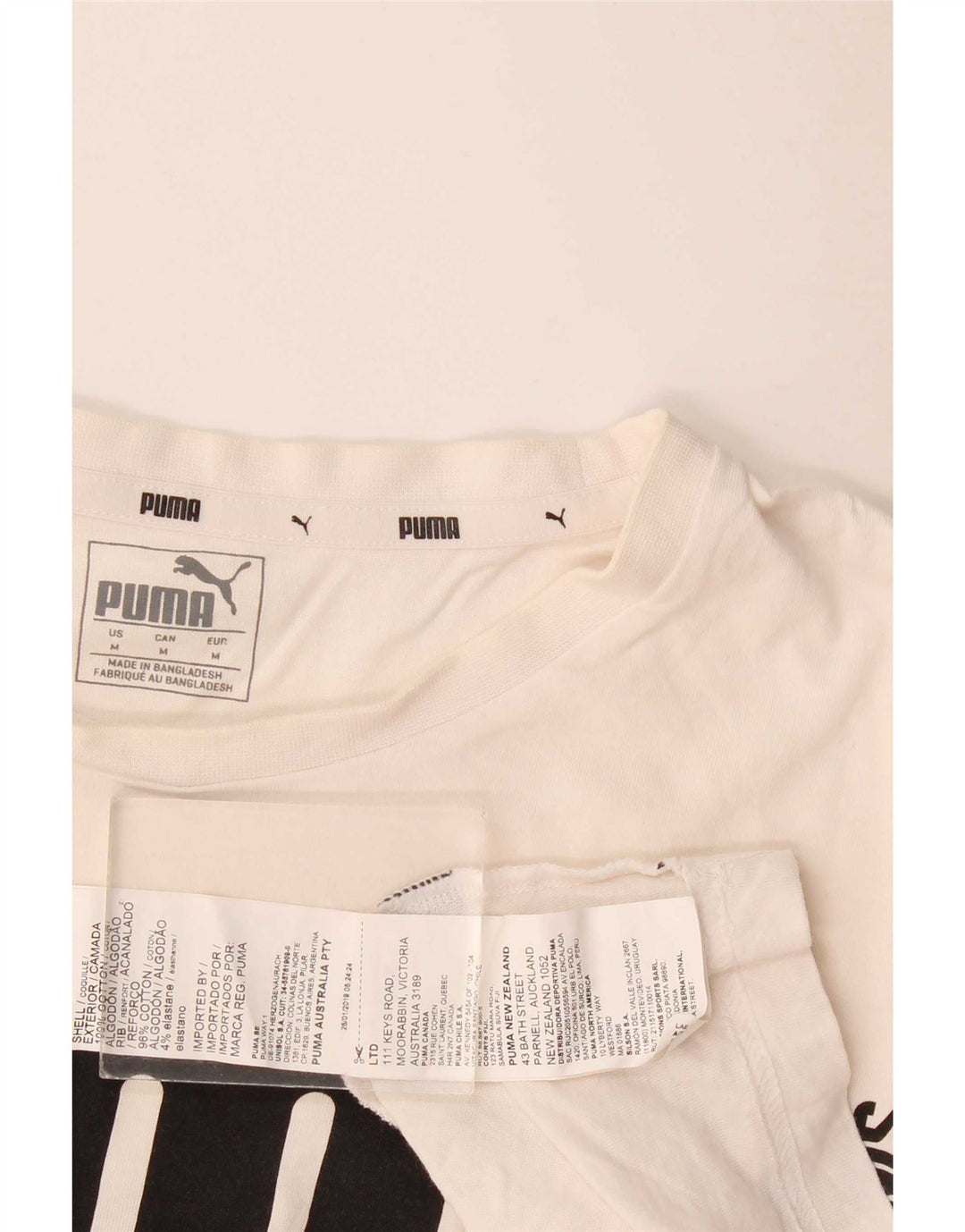 Puma Mens Graphic T-Shirt Top Medium White Cotton