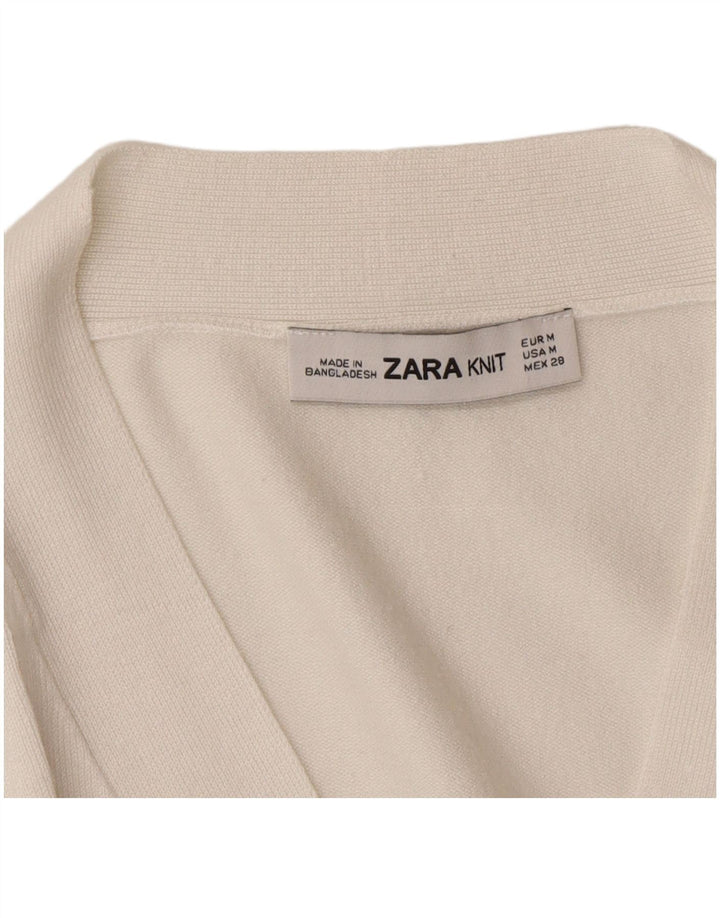 Zara Womens Cardigan Sweater UK 14 Medium White