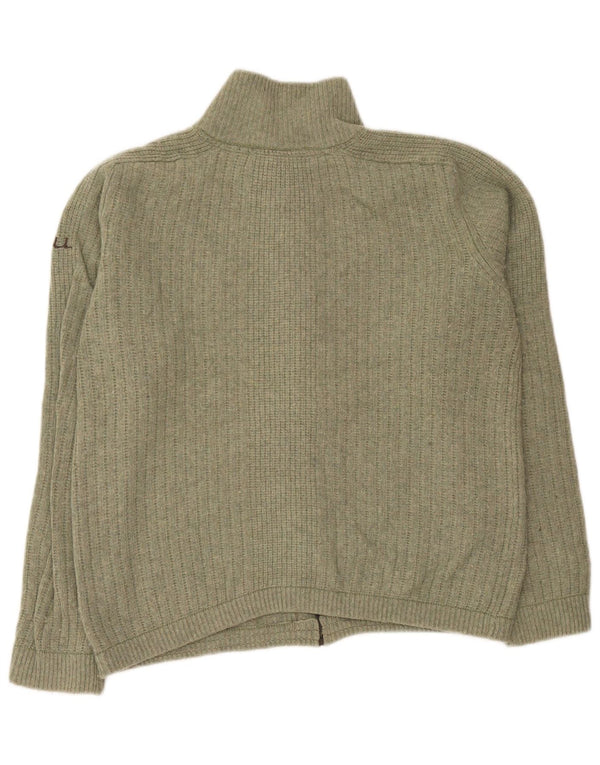O'Neill Mens Full Zip Cardigan Sweater Large Khaki Wool