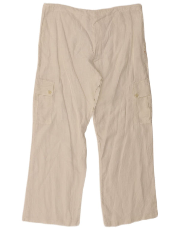 Vintage Womens High Waist Loose Fit Cargo Trousers W32 L27 Off White