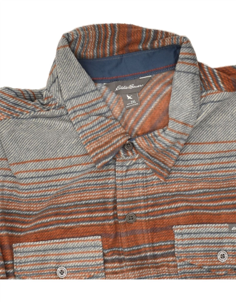 EDDIE BAUER Mens Flannel Shirt 2XL Grey Striped Polyester | Vintage Eddie Bauer | Thrift | Second-Hand Eddie Bauer | Used Clothing | Messina Hembry 