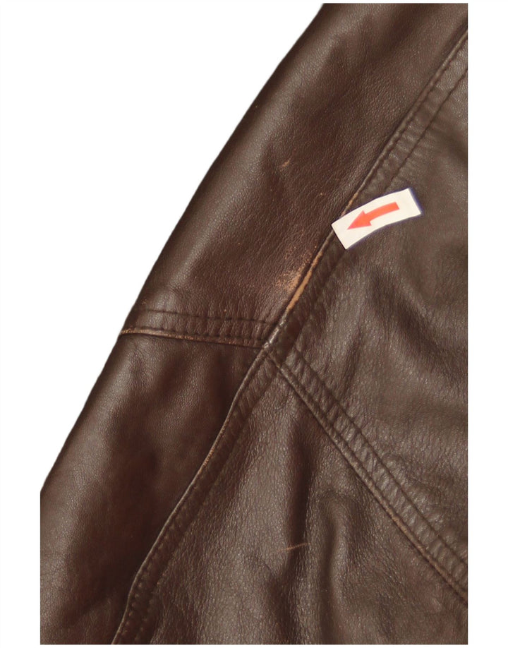 Vintage Mens Military Leather Jacket IT 52 XL Brown Leather