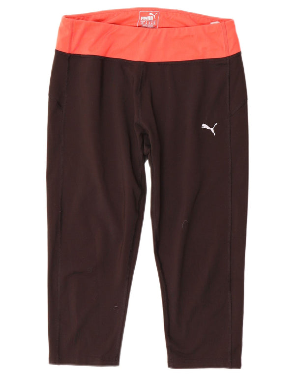 Puma Womens Capri Leggings UK 14 Medium Black Colourblock Polyester