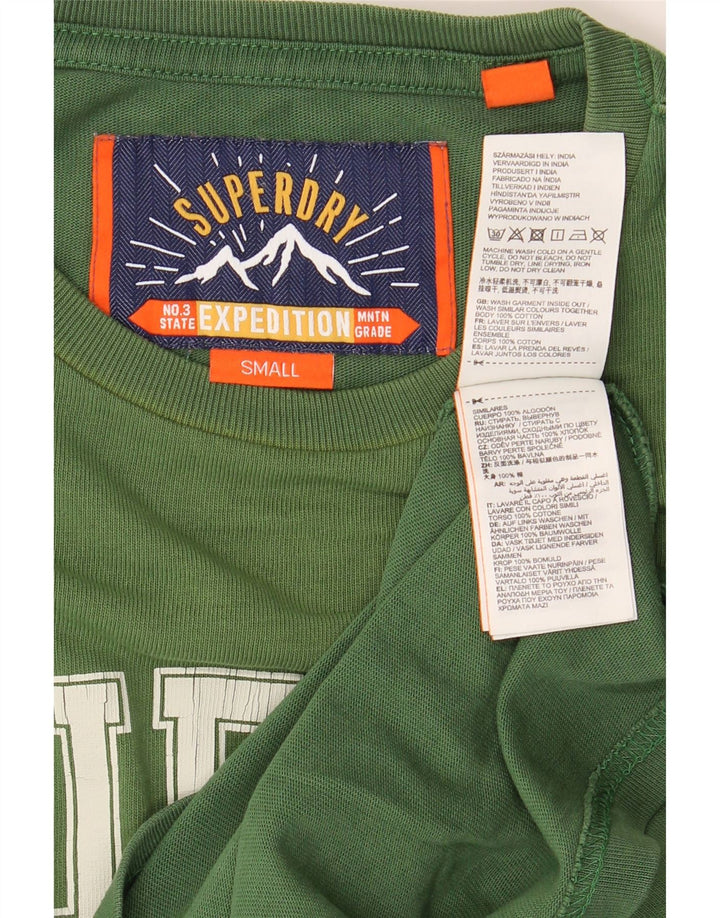 SUPERDRY Mens Graphic T-Shirt Top Small Green Cotton