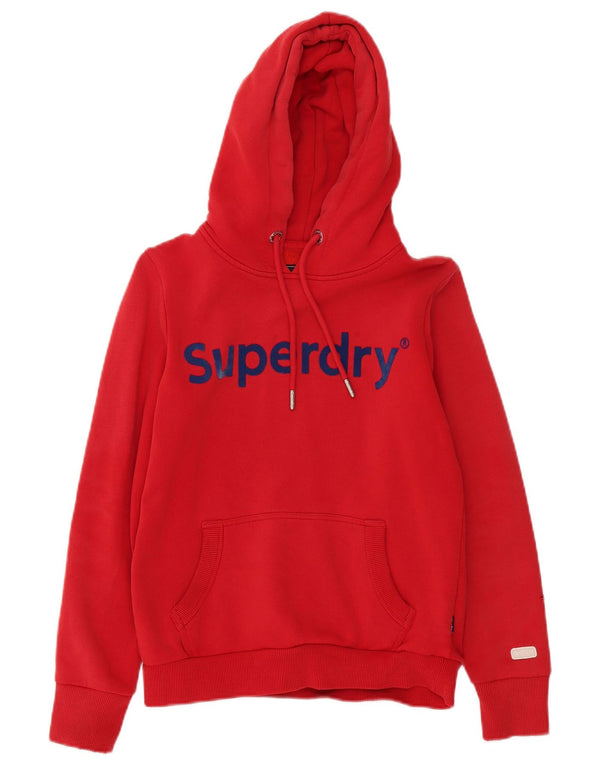 Superdry Womens Hooded Graphic Hoodie Jumper UK 10 Small Red Colourblock