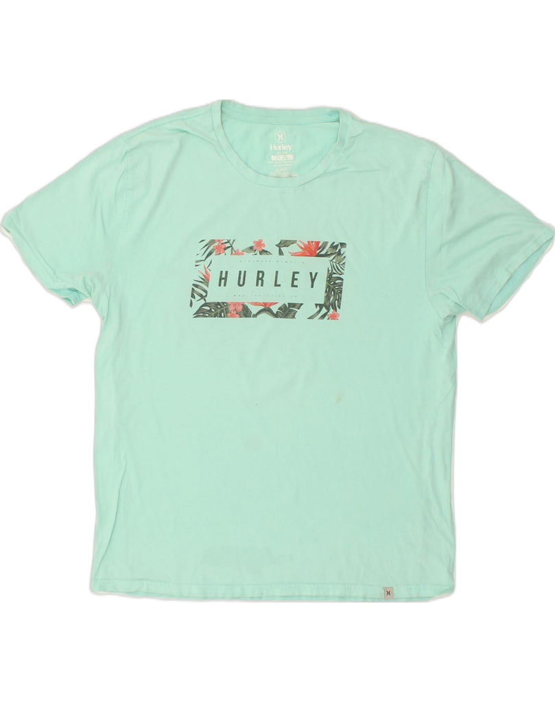 HURLEY Mens Graphic T-Shirt Top Large Turquoise Cotton | Vintage Hurley | Thrift | Second-Hand Hurley | Used Clothing | Messina Hembry 