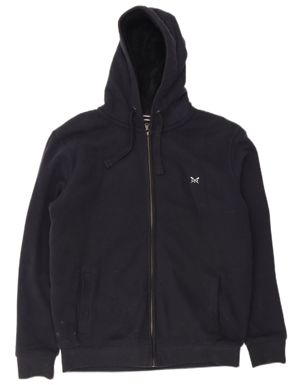 Crew Clothing Mens Zip Hoodie Sweater Medium Navy Blue Cotton