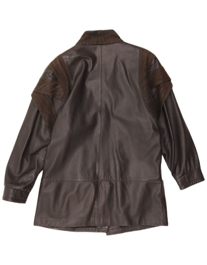 Vintage Womens Leather Jacket UK 18 XL Black Colourblock